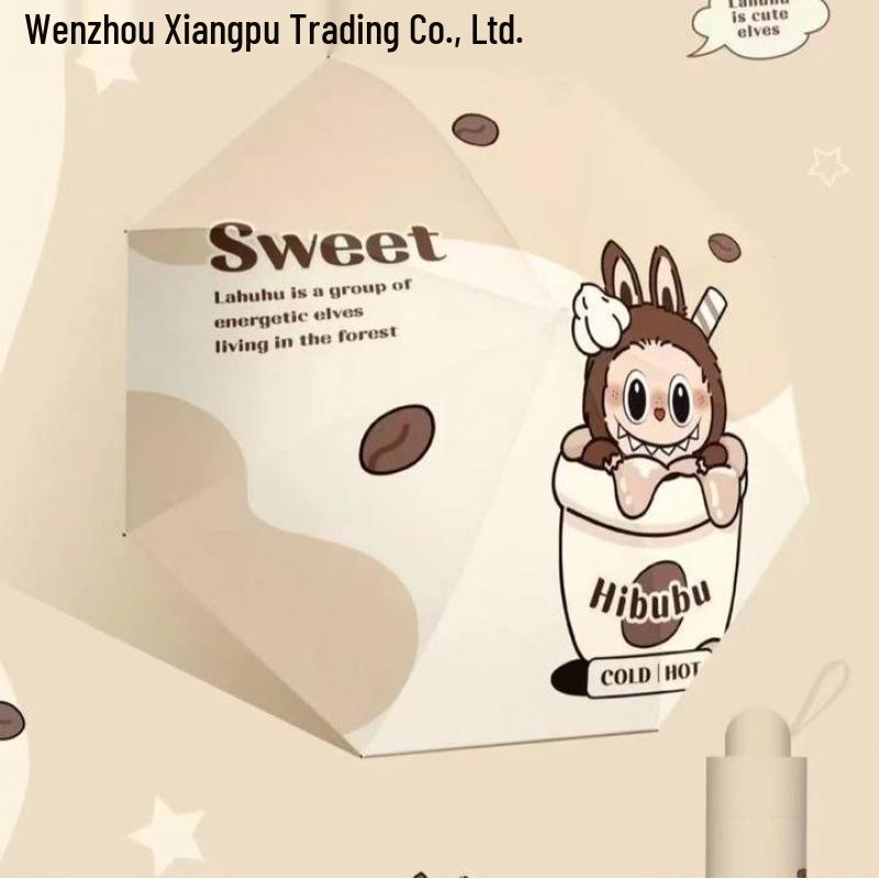 

Adorable Cartoon Dual-Use Black Glue Portable Three-Fold Umbrella for Rain or Shine