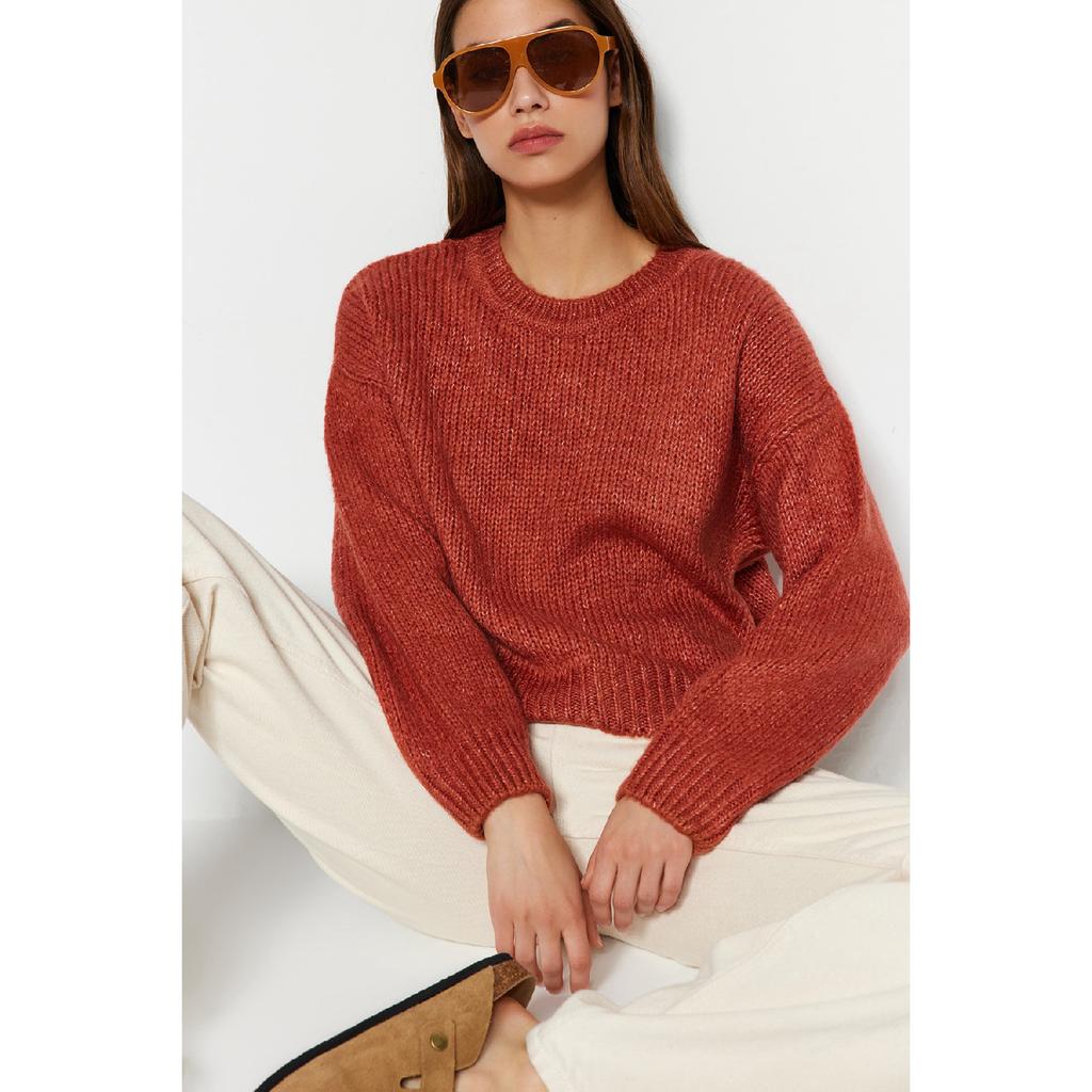 Ecru Wide Fit Weicher, strukturierter Basic-Strickpullover Twoaw23kz00185