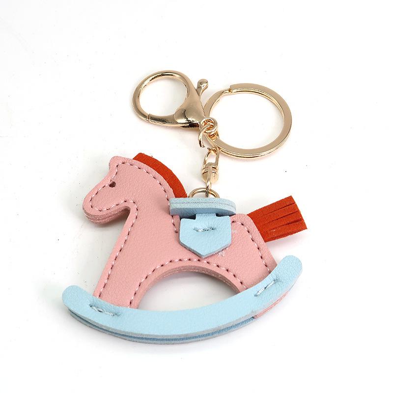 Douyin Bestseller Cartoon Leder Schaukelpferd Schlüsselanhänger - Kleines Holzpferd Tasche Anhänger Zubehör