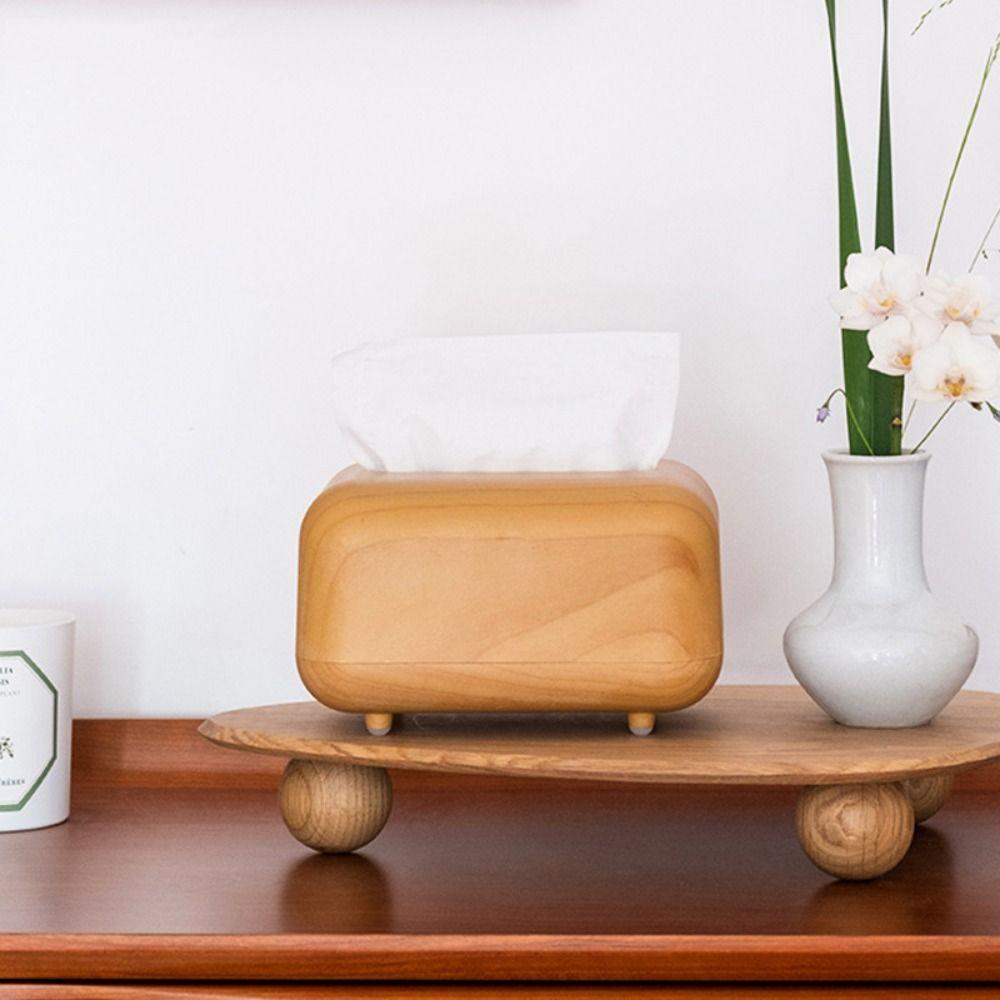 Multi-functional Imitation Wood Grain Tissue Box Ins Style Napkin Dispenser  Living Room Decoration