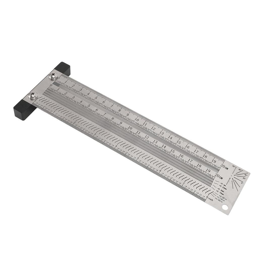 Marking T Square 20cm 8 Inch Stainless Steel Positioning Scribing Ruler with Pencil for Woodworking