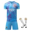 Echipament Sport Copii Real Madrid Albastru Tricou Fotbal Portar - Îmbrăcăminte Portar Tineret - Îmbrăcăminte Sport Respirabilă - Design Bicolor