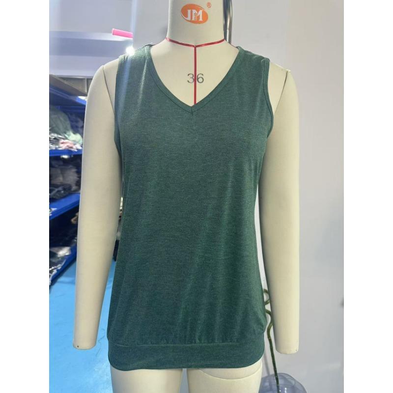V-neck Solid Color Vest Loose Sleeveless T-shirt Casual Top