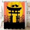 Vibrant Sunset Bamboo Torii Shower Curtain Unique Bathroom Decor for Modern Living Space