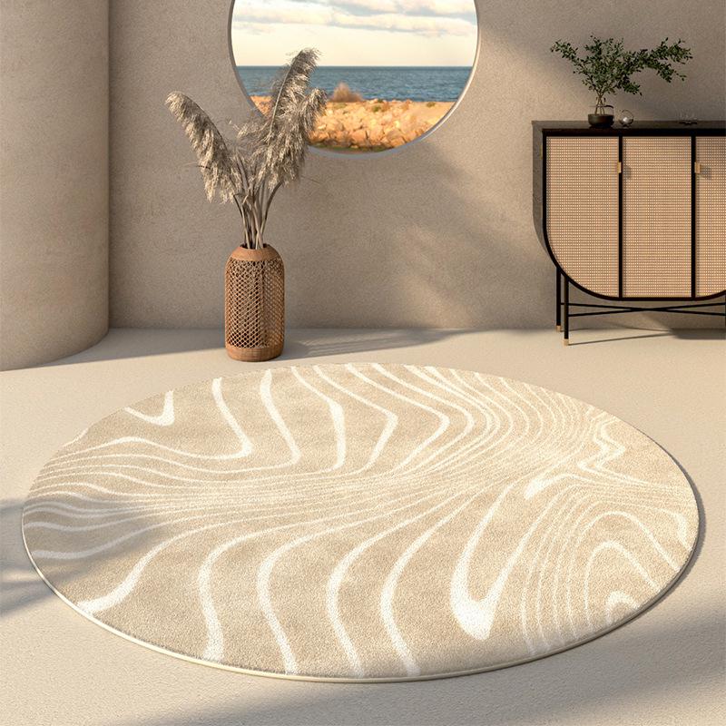 Round Faux Cashmere Wabi-Sabi Rug for Living Room, Bedroom, or Office