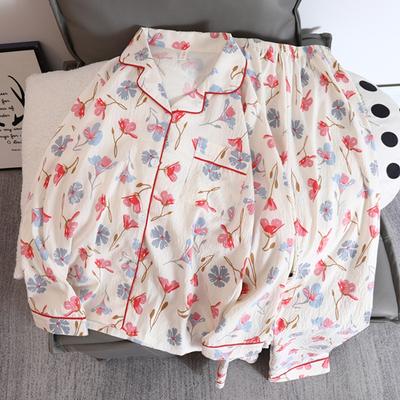 Homewear Flower Print V-neck Women's Pajamas Set Soft Two-piece Pajamas Set Sweet Casual Autumn New Sleepwear