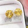 Citrine Stud Earrings: S925 Silver Natural Design, Court Style