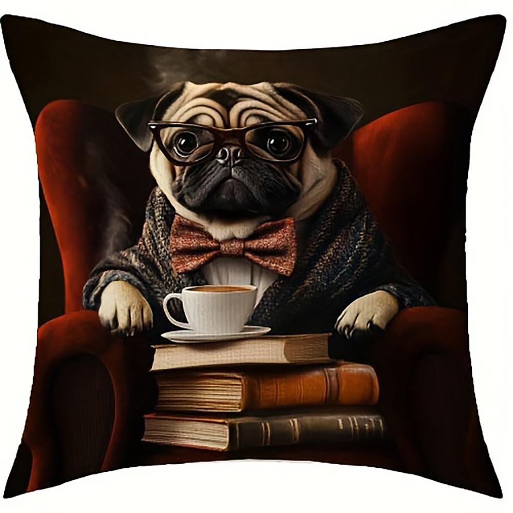 1/4pcs Pug-Inspired Decorative Pug Pillow Covers Sofa cushion cover home bedroom room decoration 45x45cm