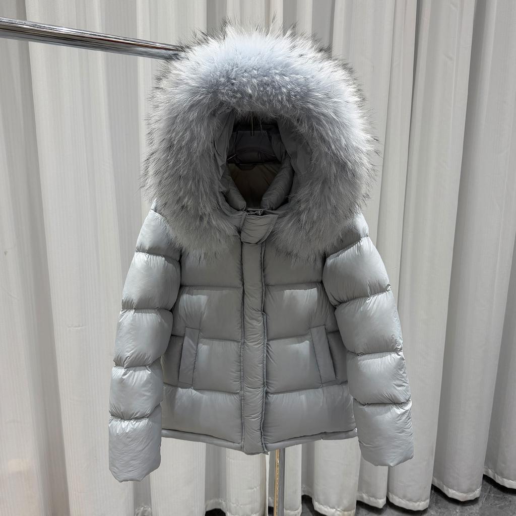 Big Fur Collar Puff Down Jacket Women's Short Thickened New Hooded White Duck Down Small Parker Jacket
