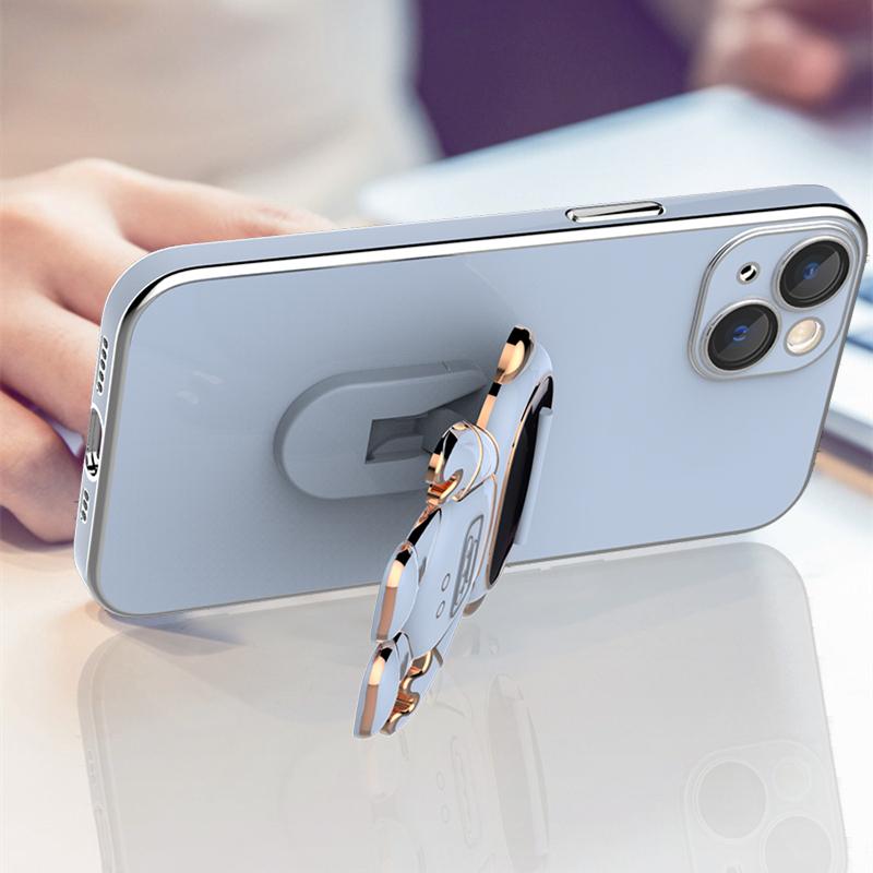 Luxury Chic 3D Astronaut Plating Phone Case For iPhone 15 14 13 12 11 Xs Pro Max Mini X 8 7 Plus SE Portable Holder Stand Cover