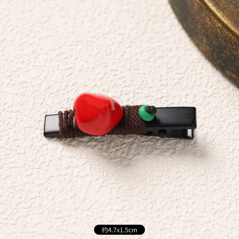 Retro Handmade Hairpin Niche Exquisite Woven Turquoise Beeswax Bangs Side Clip Tibetan Hair Jewelry