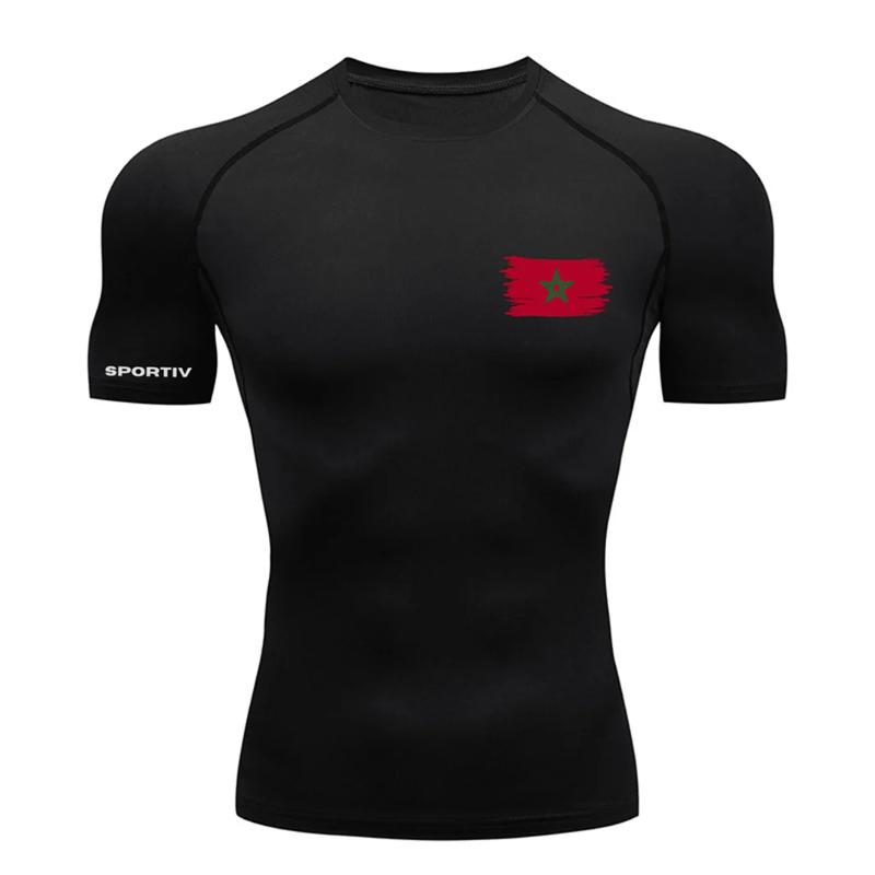 Flag Print Short Sleeve Compression Shirt for Men Patriotic Athletic T-shirts Tops Summer Quick Dry Gym Workout Running Tees S