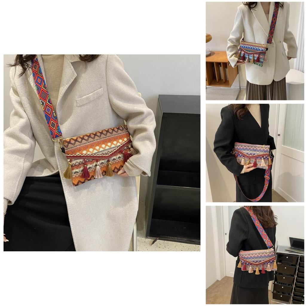 Ethnic Style Womens Shoulder Bag With Nylon Material And Woven Design For Daily Use
