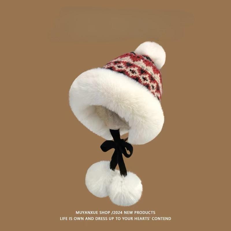 Winter Plush Fisherman's Hat, Children's Japanese Mongolian Hat, Ear Protector, Bald Head Hat, Warm and Plush Thickened Cute Pile Hat