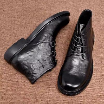 Fashion 2025 Genuine Leather Men's Boots Winter/ Autumn New Business Classic Casual Black Ankle Boots Formal Business Dress Shoes