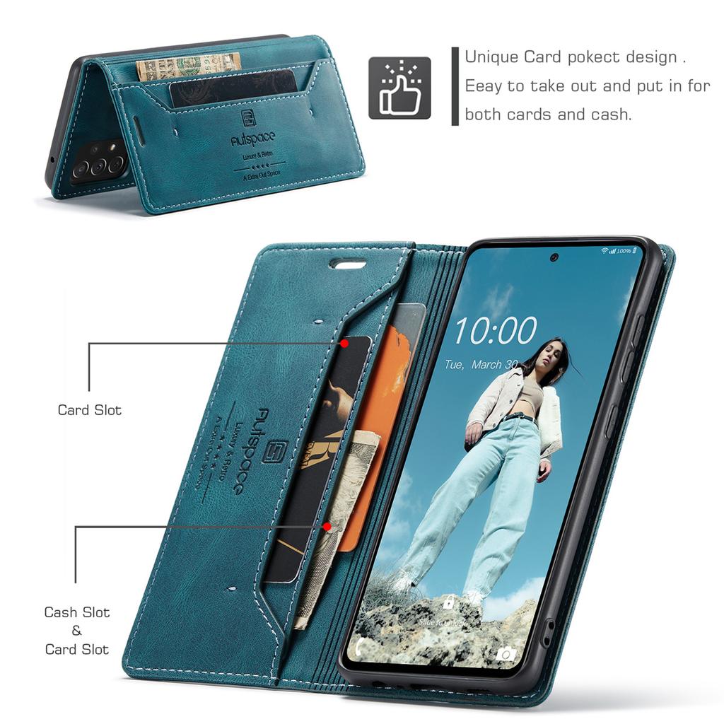Premium Vintage Leather Wallet Case for Samsung Galaxy A72 4G/5G - RFID Protection Flip Cover with Card Slots, Shockproof Retro Style (4 Colors)