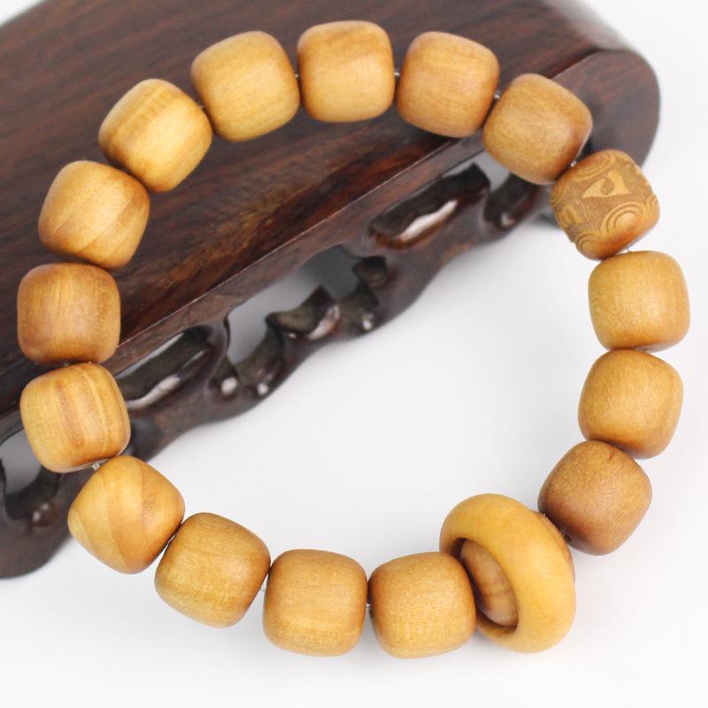 Sandalwood Barrel Bead Bracelet: 12MM Running Ring Buddhist Style
