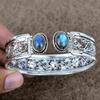 Labradorite Gemstone Handmade 925 Sterling Silver Cuff Bangle Adjustable KKG-769
