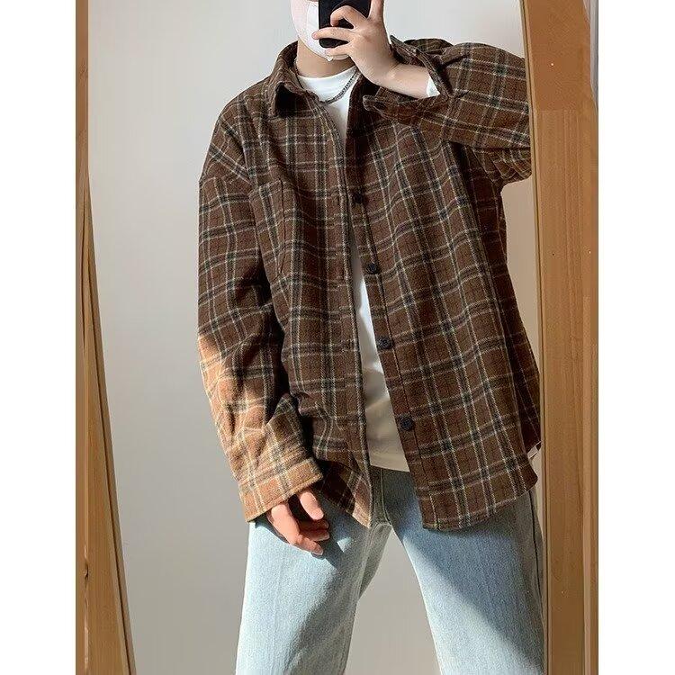 2024 Letter Long Sleeve Shirt Japanese Hong Kong Style Ins Loose Shirt Boys Summer Trendy Versatile Casual Coat