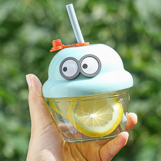 Glass Tumbler with Straw And Lid 210ml Reusable Iced Coffee Cup Cute Cartoon Drinking Cup for Water Matcha Travel