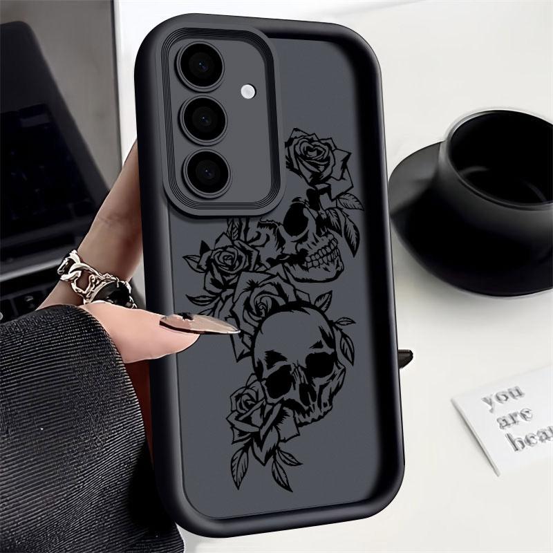 Phone Case For Samsung S26 S25 S24 S23 S21 S20 Ultra Horror Black Skull Skeleton Funda For Galaxy S25 S24 FE S26 Plus Soft Cover