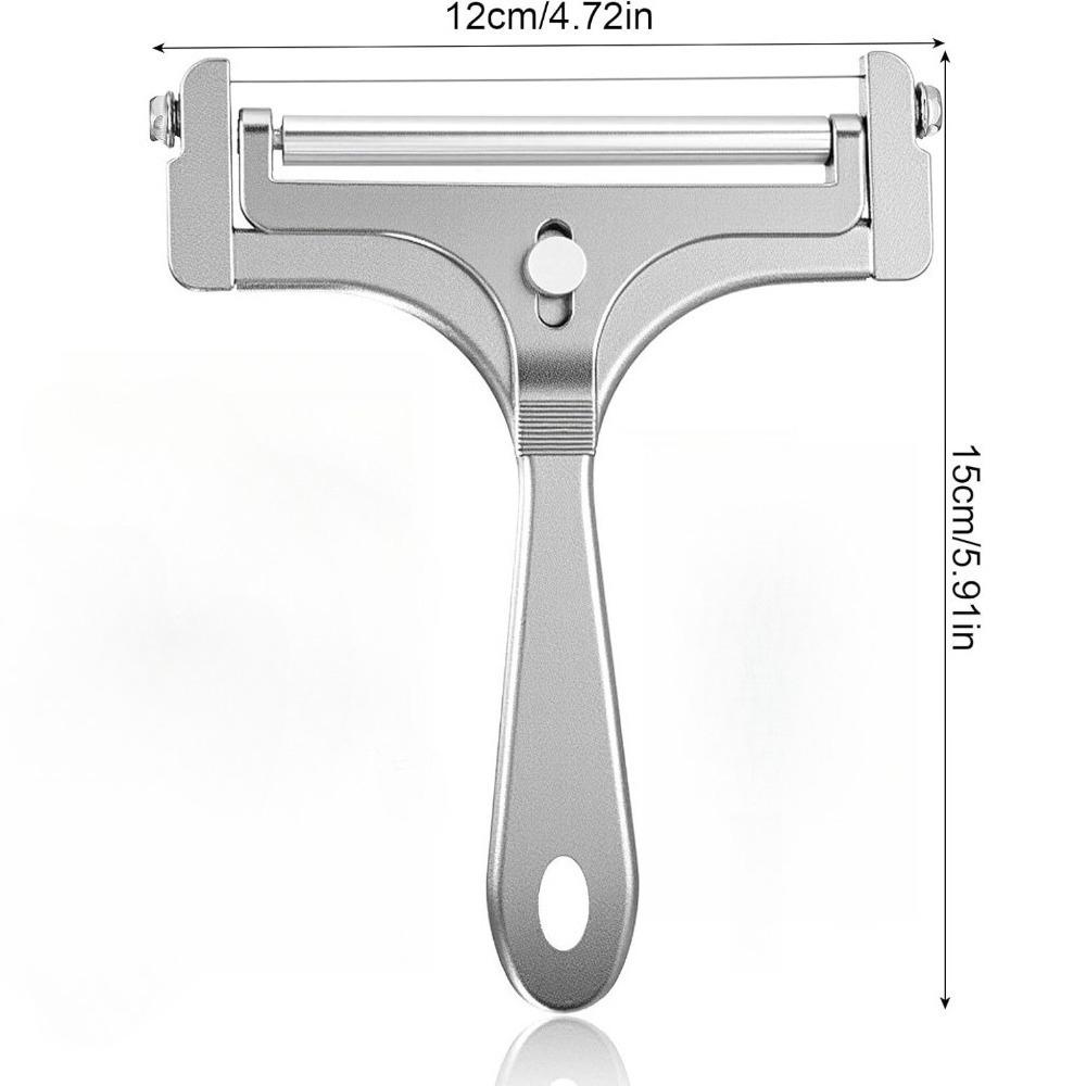 1 PCS Cheese Slicer Stainless Steel Adjustable Thickness Cheese Cutter, Frosted Silver Butter Cutter for Block Cheese and Butter