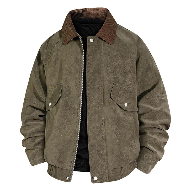 American retro men's leather jacket tooling locomotive pu old money loose wind street tough casual versatile leather jacket men