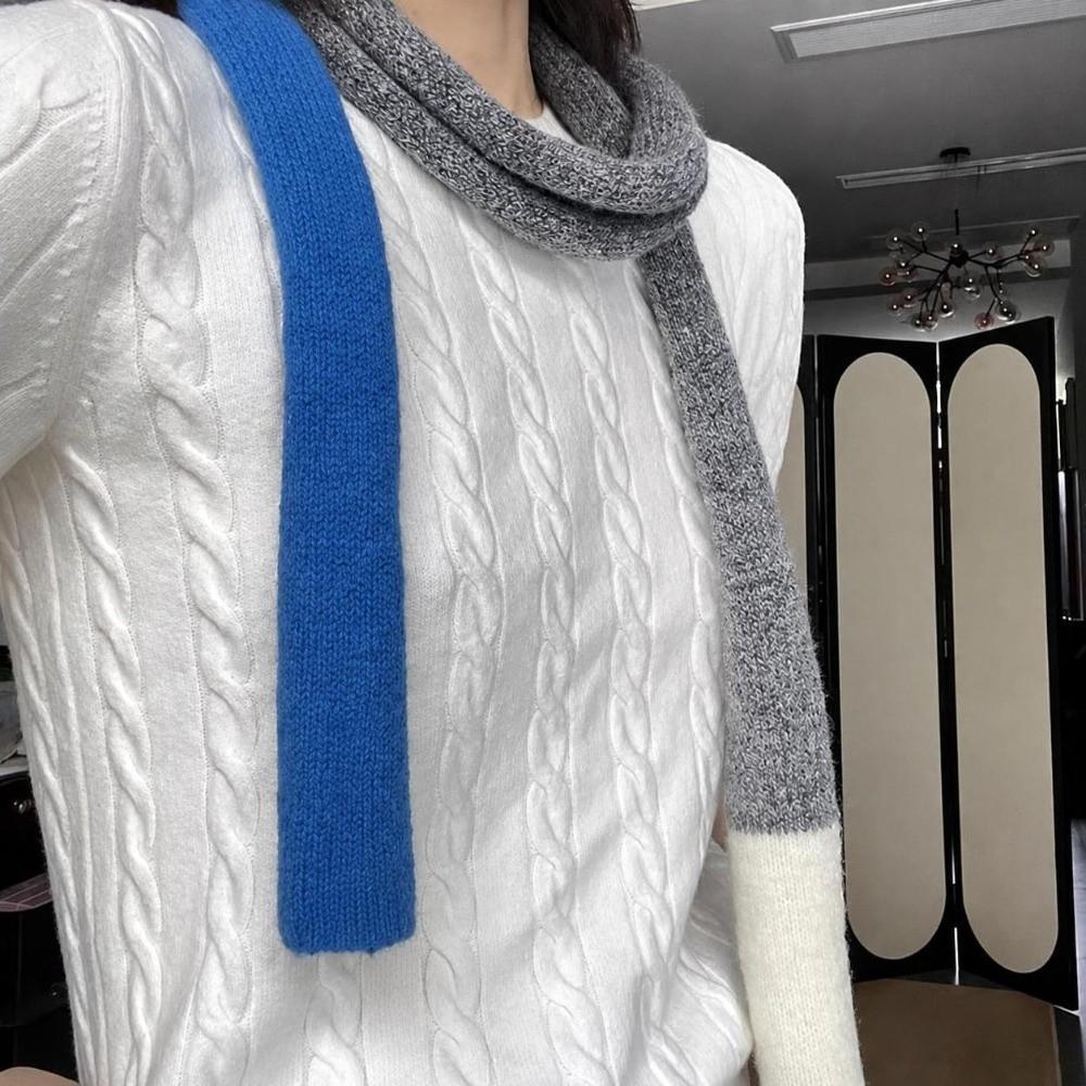 Knitted Striped Scarf Thin And Narrow Rainbow Color Scarf Fashion Women's Long Scarves Daily Wear