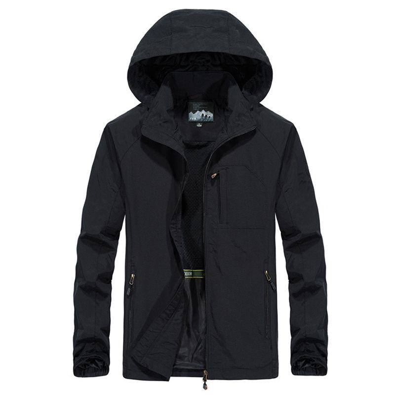 

Мужская водонепроницаемая зимняя теплая куртка с капюшоном, дышащая верхняя одежда, снежное пальто, дождевик L чёрный
