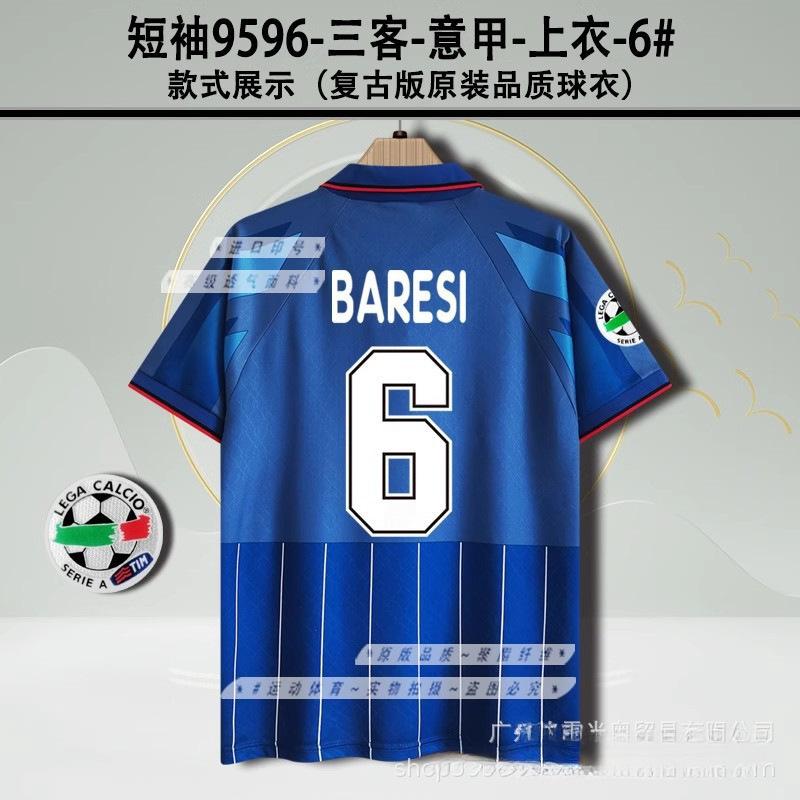 9596AC Milan jersey home two away Maldini Baggio Baressivea short-sleeved retro football jersey