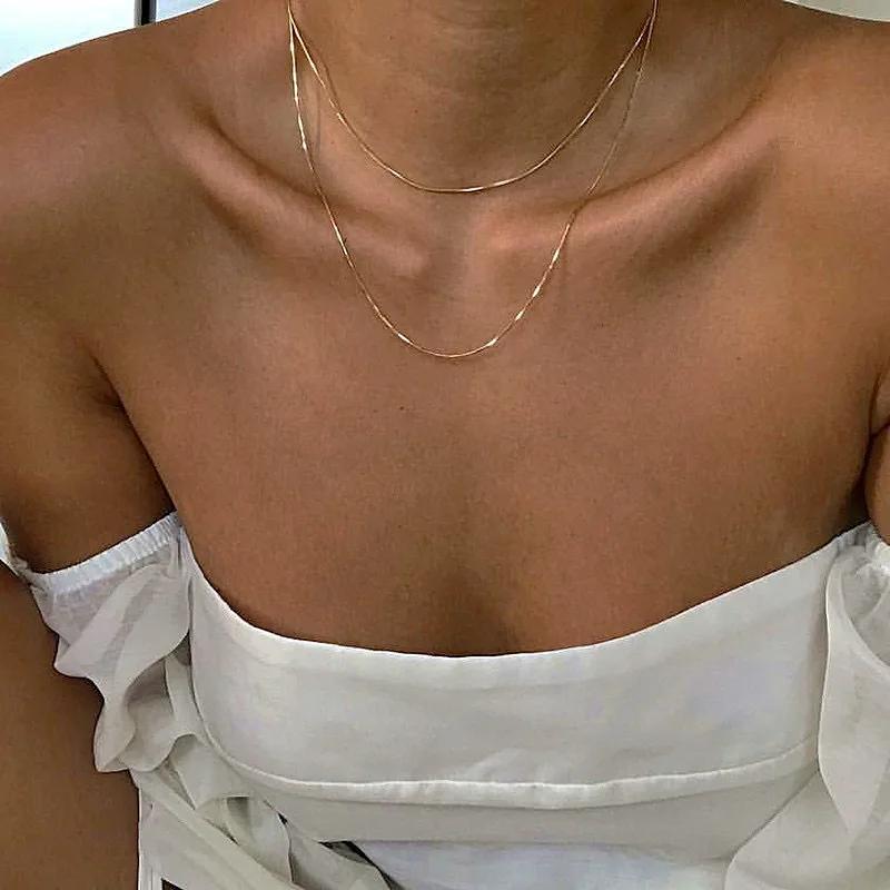Women Necklace Chain Choker Necklaces Thin Chain On The Neck Minimalist Pendant Jewelry Gifts Chocker Collar For Girl