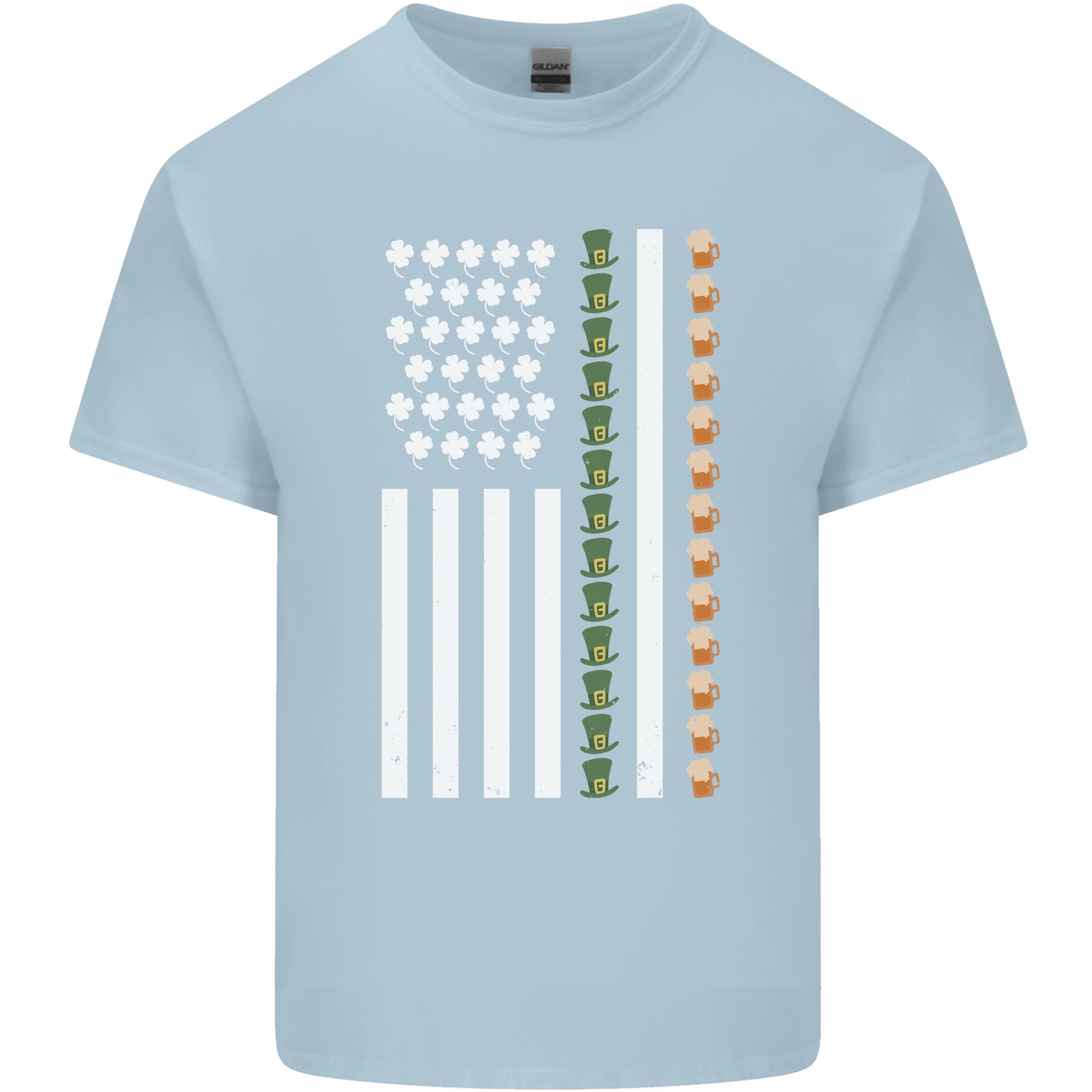St Patricks Day USA Flag America Beer Alcohol Unisexs Light Cotton TShirt S