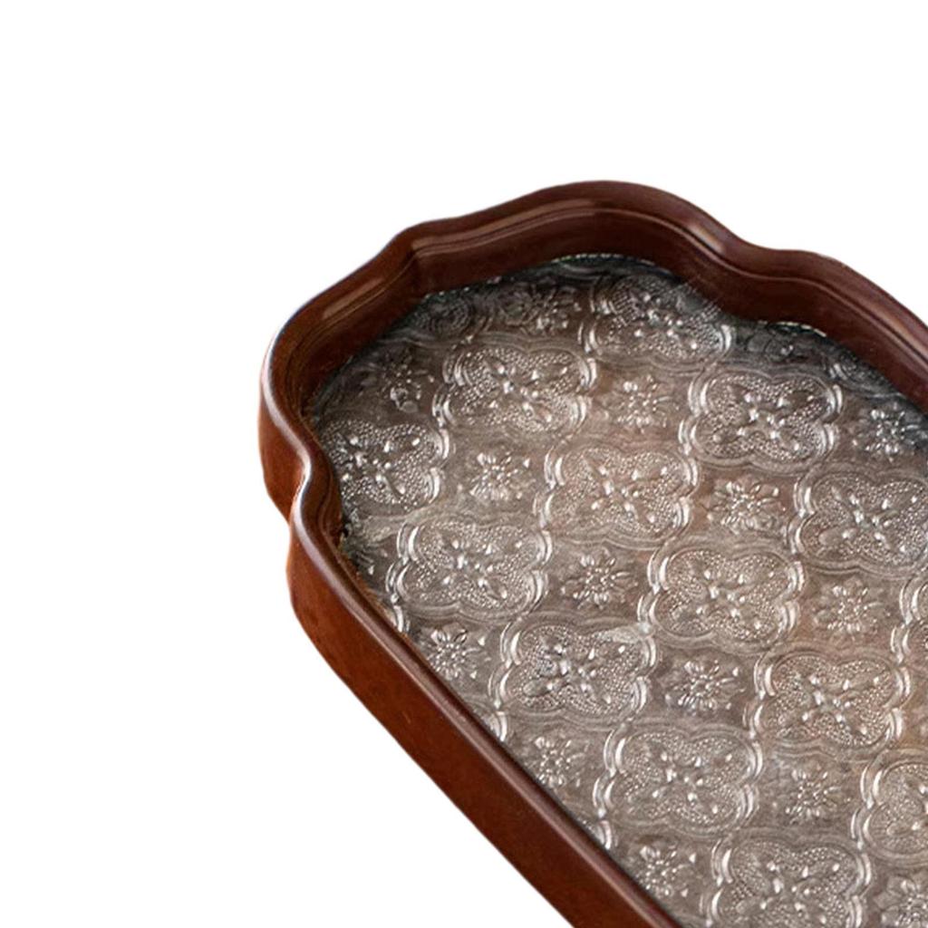Begonia Flower Glass Tray Countertop Snack Home Decors Jewelry Organizer for Dining Room