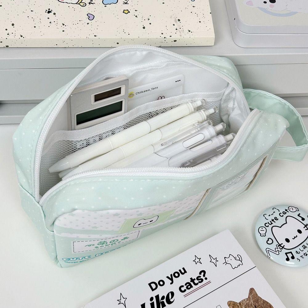 Handheld Pen Bag Star Kitten Print Stationery Bag Kawaii Stationery Pouch  School Supplies