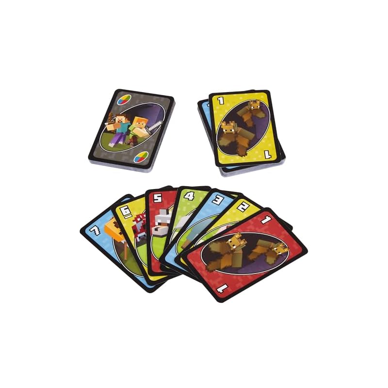 Mattel Game UNO Minecraft Card Game Party Supplies Educational Game 112 Cards 2-10 Players Ages 7+ Green FPD61