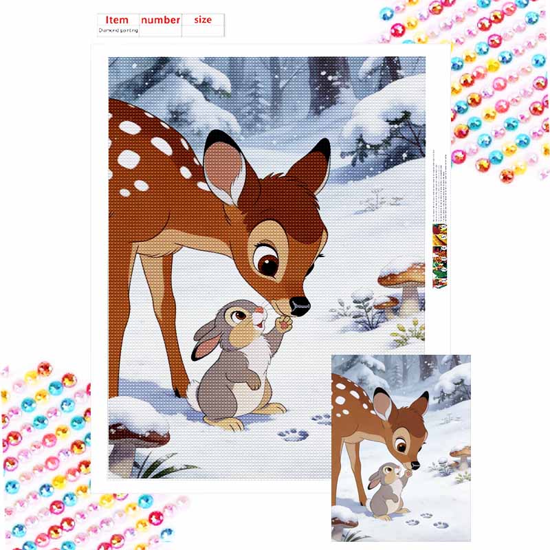 Disney Diamond Painting 5D DIY Bambi and Thumper Home Bedroom Wall Decor Craft Handmade Gift Round 20x30cm