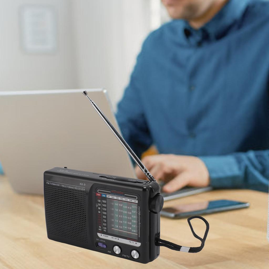 Tragbares Mehrbandradio für Senioren FM MW SW Unterstützung für externe Kopfhörer Einziehbare Antenne mit Lanyard zum Angeln