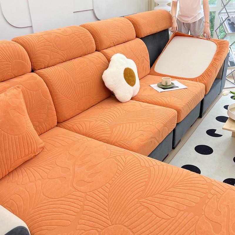 New Waterproof Fabric Sofa Cover Jacquard Solid Sofa Cushion Seat Case Stretch L-Shaped Cover Living Room Furniture Protector