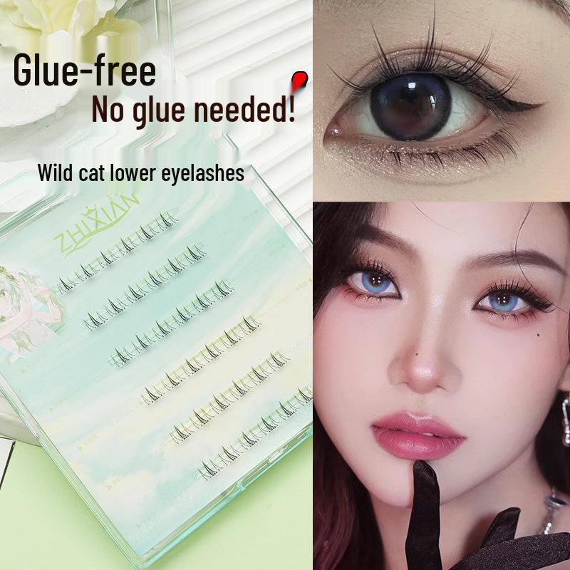 Lotus Elf Girl Glue-Free Removable False Eyelashes - Super Fine Lightweight Single Cluster