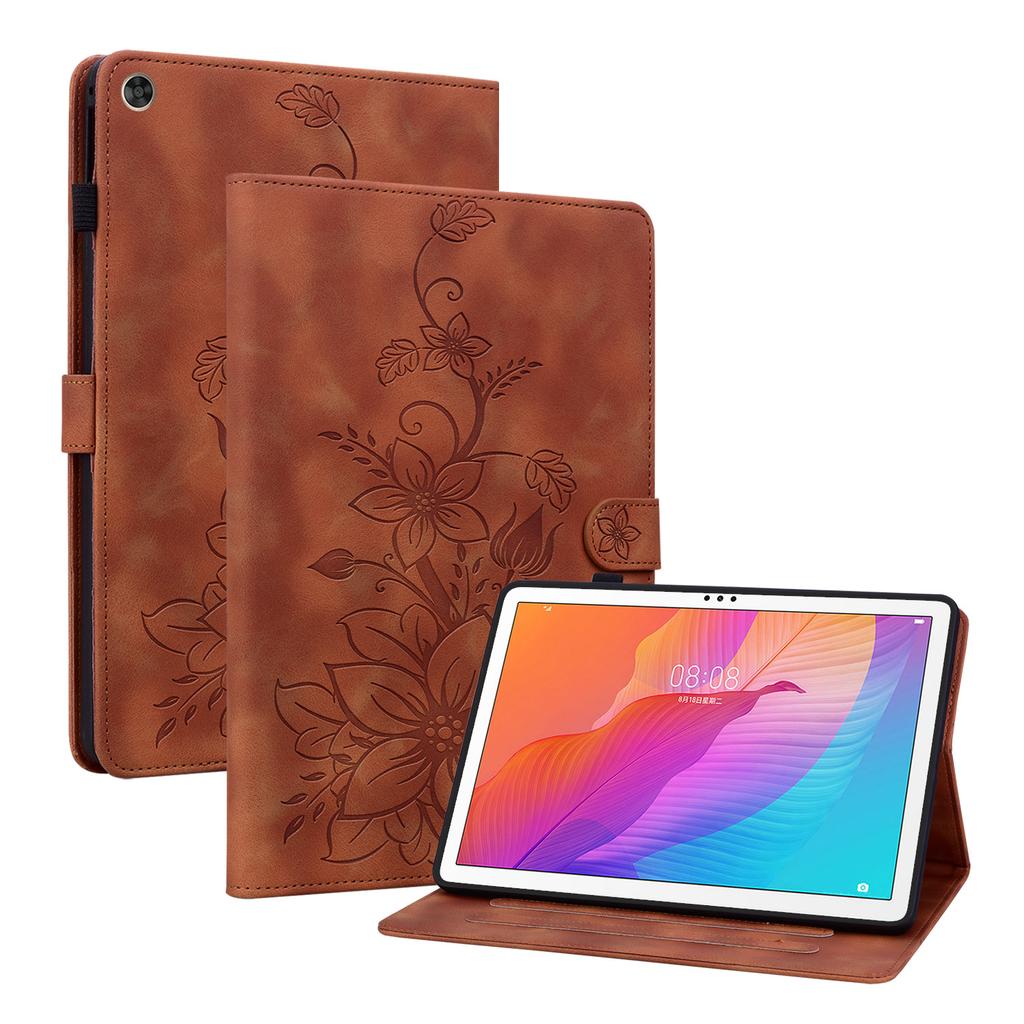 For Huawei MatePad T 10s(AGS3-L09 (Wi-Fi/LTE), AGS3-W09 (Wi-Fi Only)). PU Leather Exquisite Floral Embossed Design Tablet Case