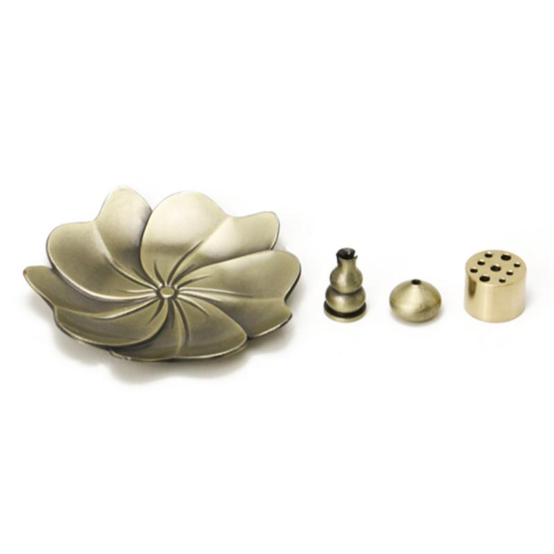 Alloy Incense Burner Stick Holder Buddhism Lotus Line Incense Plate Coil Base