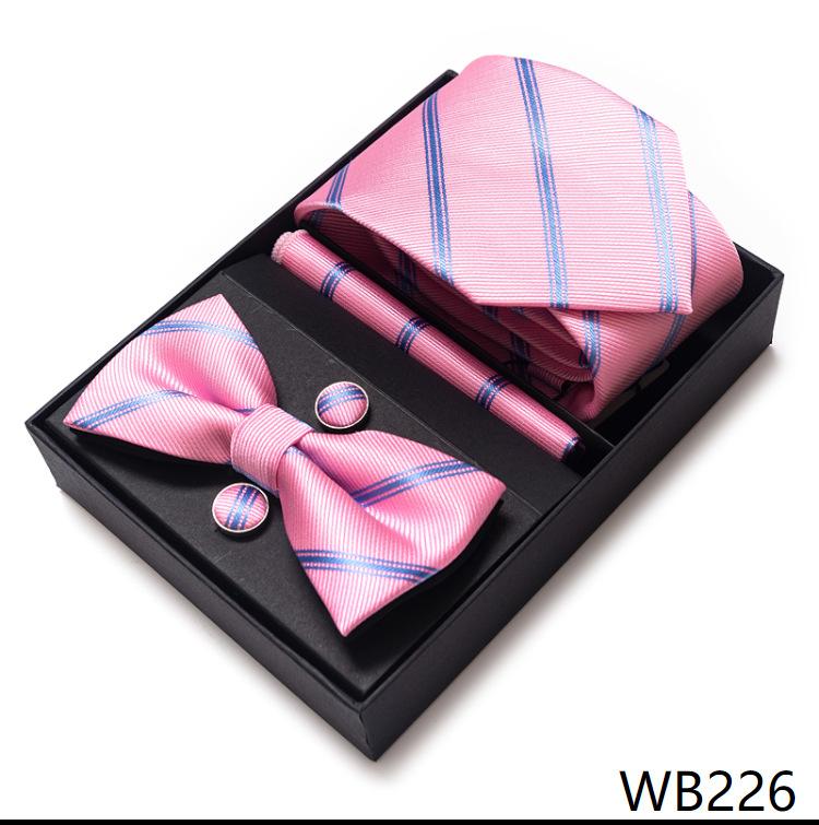 Men'S Business Dress Party Tie Gift Box Fashion Tie Square Scarf Combination Set Tie Bow Tie Set