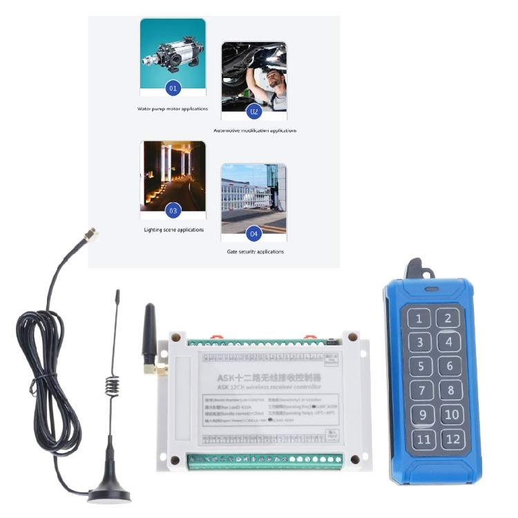 Remote Control Wireless Switch 85V-380V 12 Way Relay Receiver 12CH Transmitter
