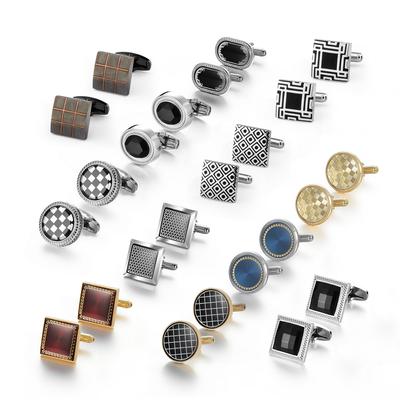 Daly Men'S Business Banquet Shirt Cufflinks Classic French Patch Copper Cufflinks Checkerboard Gold Plated Cufflinks