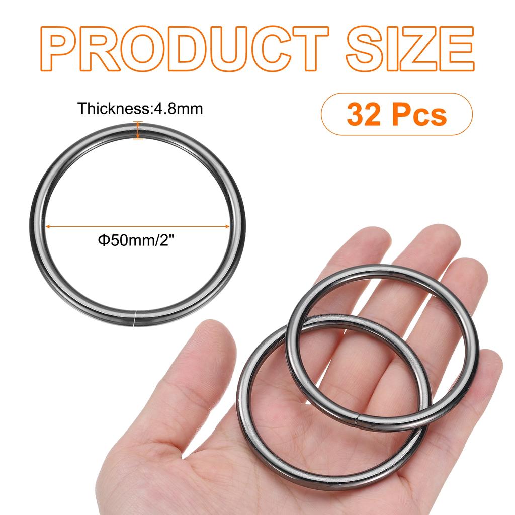 32pcs O Ring Buckle Zinc Alloy Opening O-Rings Clasp Clips for Crafts Keyrings Bags Straps Belts DIY Accessories