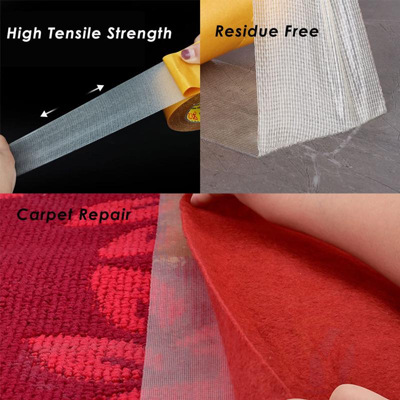 10M Double Sided Carpet Tape Heavy Duty Translucent Mesh Waterproof Super Traceless For Hardwood Floors Mats Wall Hanging Paste