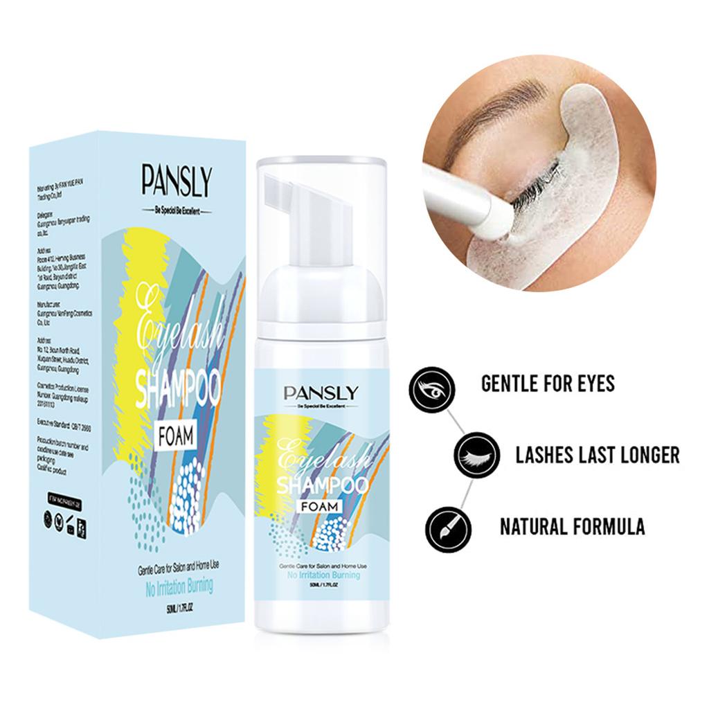 PANSLY Shampoo per ciglia Pulizia morbida delle ciglia Innesto Extension Ciglia Mousse Schiuma 50ml
