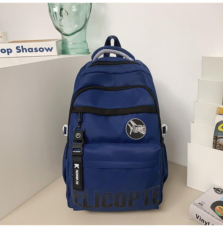 

Рюкзак Контрастный цвет Большая вместимость Кампус Рюкзак Школьная сумка Детский Уход за спиной Досуг Рюкзак Мода темно-синий