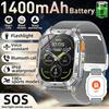 New Rugged Military Smart Watch Men 1400 mAh battery 2.01inch Bluetooth Call Health monitoring device LED flashlight Smart watch