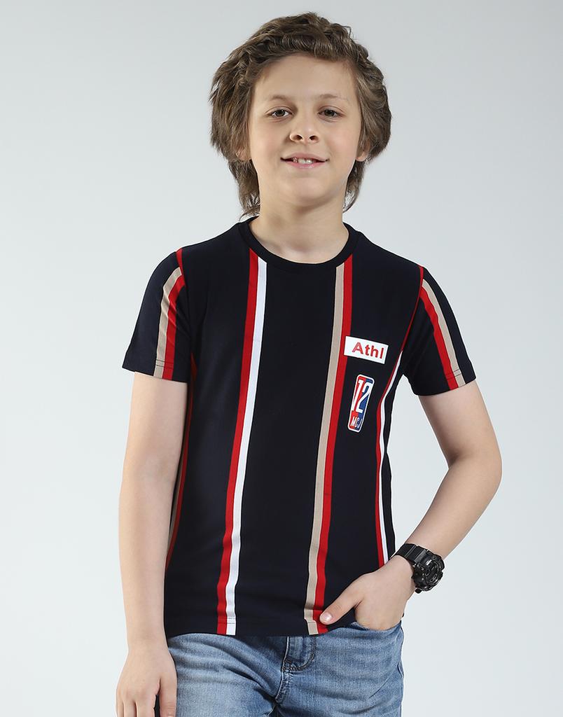 MONTE CARLO Boys Striped Round Neck T-Shirt